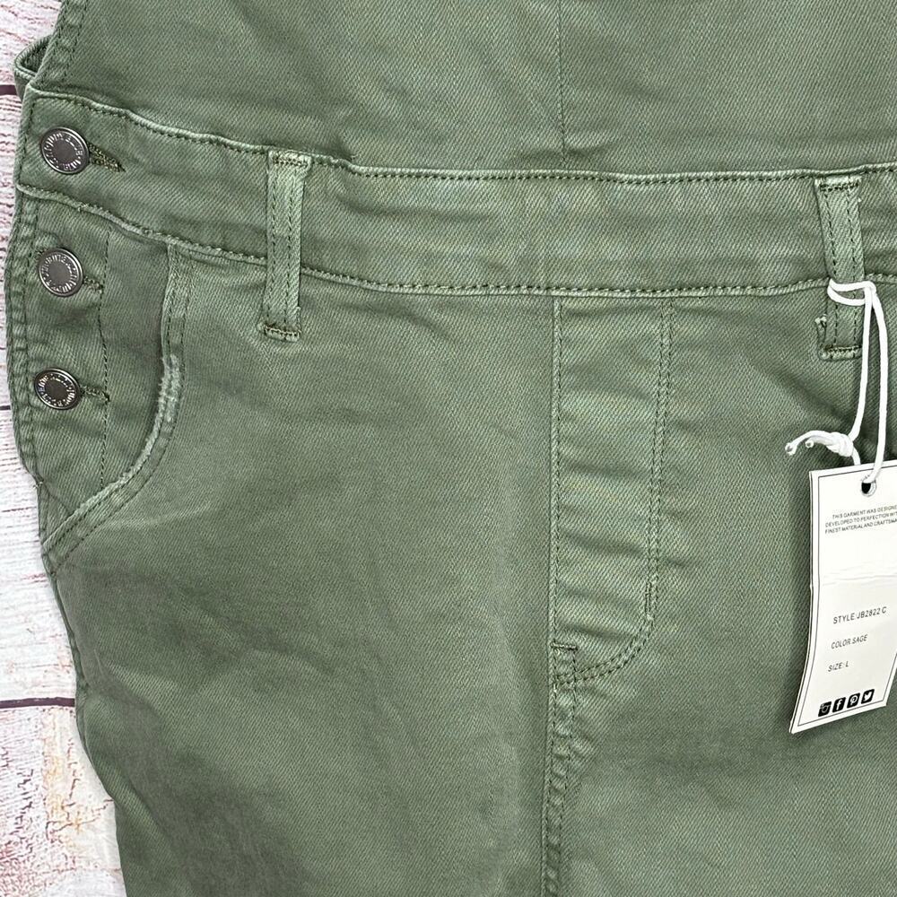 Judy Blue Denim Sage Green Overall Skirt Dress Size Large New - Picture 8 of 12
